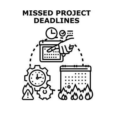Missing project deadline creating business problem and work stress Stock Illustration