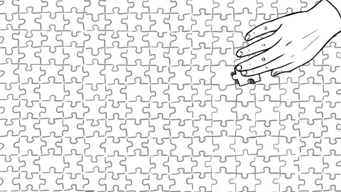 Missing Puzzle Piece Being Added | Sketch Animation Video stock 155994037