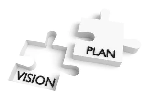 Missing puzzle piece, vision and plan, white Illustrazione stock