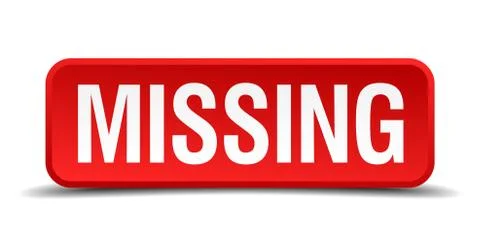 Missing red 3d square button isolated on white Illustrazione stock