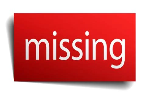 Missing red paper sign on white background Stock Illustration