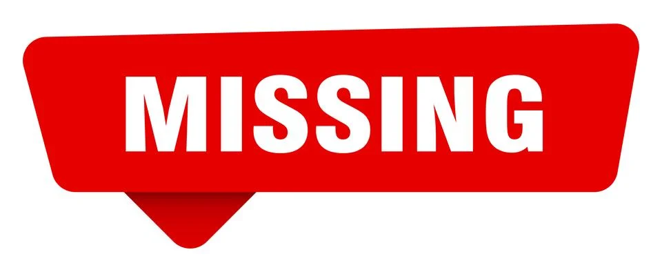Missing red sticker isolated on transpatent background. missing sign Stock Illustration