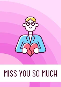 Missing romantic partner greeting card with color icon element Stock Illustration