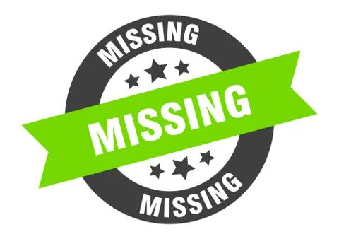 Missing sign. missing black-green round ribbon sticker 스톡 일러스트