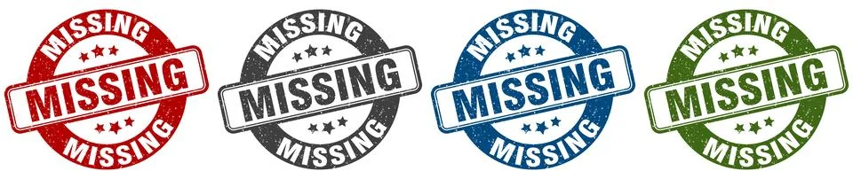 Missing stamp. missing round stamp set isolated on white background Stock Illustration