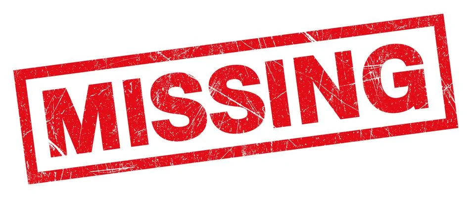 Missing stamp, missing square grunge sign, missing text written on red stamp Stock Illustration