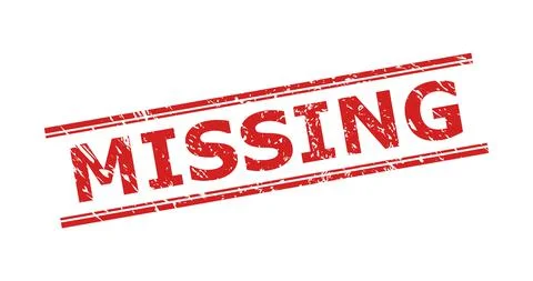 MISSING Stamp Seal with Grunged Style and Double Parallel Lines Stock Illustration