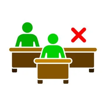 Missing student icon with red cross. Vacant place symbol. Fired employee il.. Stock Illustration