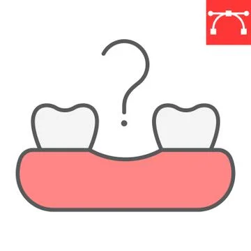 Missing tooth color line icon, dental and stomatolgy, loose tooth sign vector 스톡 일러스트