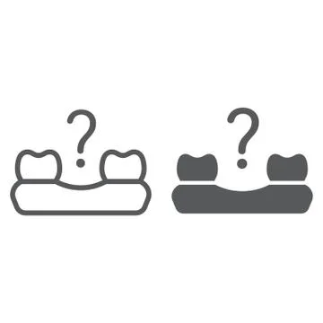 Missing tooth line and glyph icon, stomatology Stock Illustration