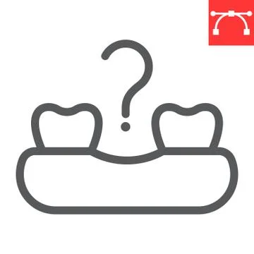 Missing tooth line icon, dental and stomatolgy, loose tooth sign vector graphics Stock Illustration