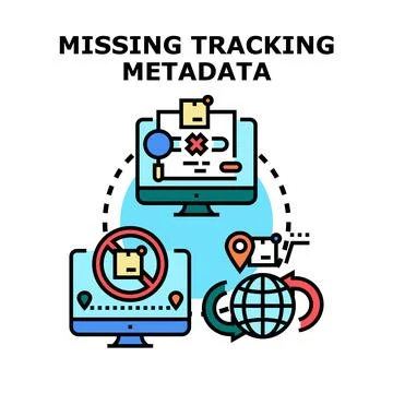 Missing tracking metadata concept with global shipping issues Illustrazione stock