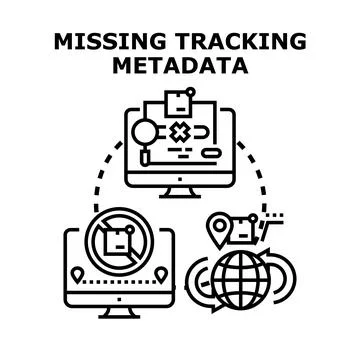 Missing tracking metadata concept with global shipping issues Stock Illustration