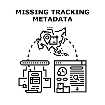 Missing tracking metadata for global parcel shipment Stock Illustration