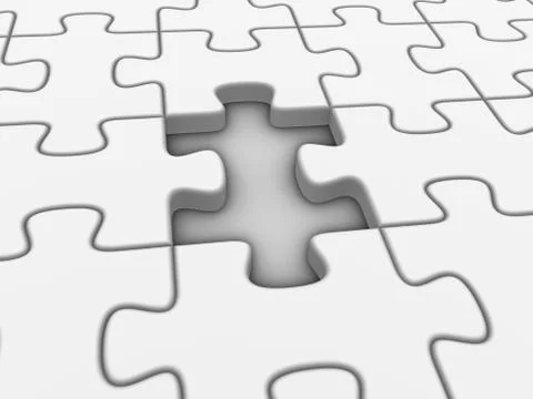 Missing white puzzle. 3d rendered illustration. Stock Illustration