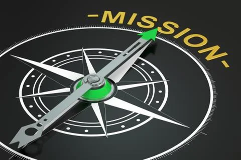 Mission compass concept, 3D rendering Stockillustratie