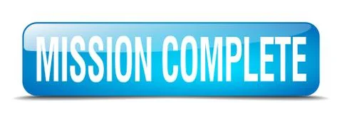 Mission complete blue square 3d realistic isolated web button 스톡 일러스트