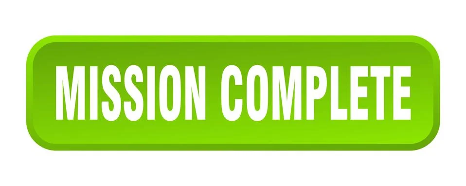 Mission complete button. mission complete square 3d push button 스톡 일러스트