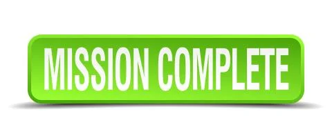 Mission complete green 3d realistic square isolated button 스톡 일러스트