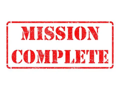 Mission Complete -  Red Rubber Stamp. Stock Illustration