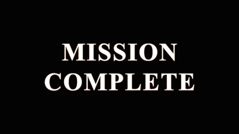 Mission Complete Text Overlay Appearing On Black Background With Subtle Cin.. Stock Footage 344283429