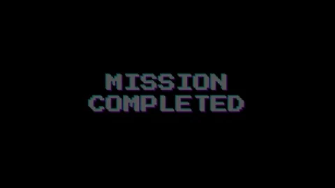 Mission completed pixel text with retro glitch effect 4K Stock Footage 340154083