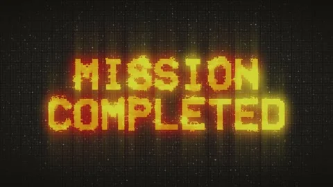 MISSION COMPLETED text computer old tv glitch interference noise screen  Stock Footage 233005433