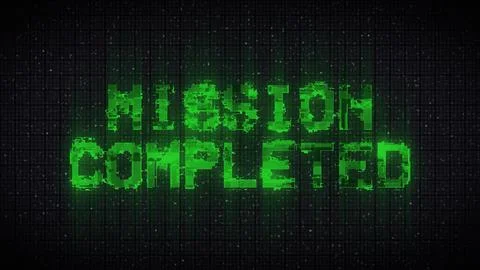 MISSION COMPLETED text computer old tv glitch interference noise screen  스톡 일러스트