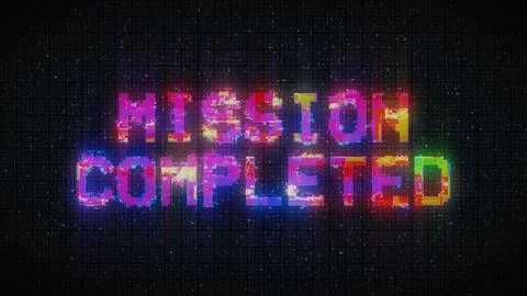 MISSION COMPLETED text computer old tv glitch interference noise screen  스톡 일러스트