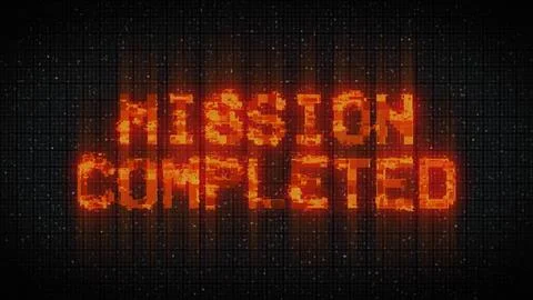 MISSION COMPLETED text computer old tv glitch interference noise screen  스톡 일러스트