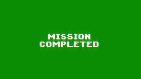 Mission completed text glitch screen effect looped animation title video game Stock Footage 313020940