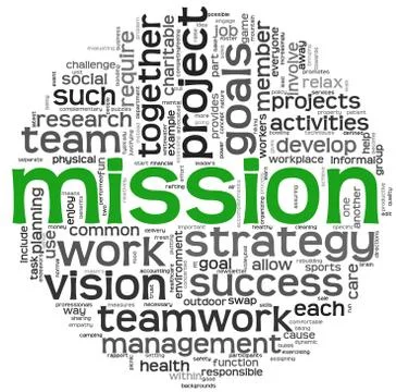 Mission concept in word tag cloud Stock Illustration