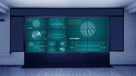 Mission Control 4K Virtual Studio Set News / Green Screen Background Stock Footage 79450068