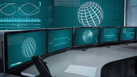 Mission Control 4K Virtual Studio Set News / Green Screen Background Vidéo 79450073