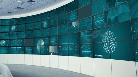 Mission Control 4K Virtual Studio Set News / Green Screen Background Stock-Footage 79450074