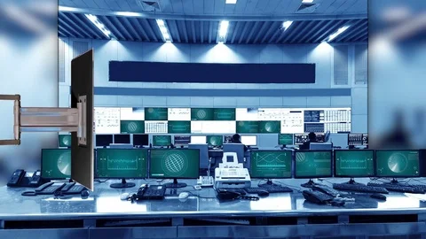 Mission Control 4K Virtual Studio Set News / Green Screen Background Stock Footage 79450083