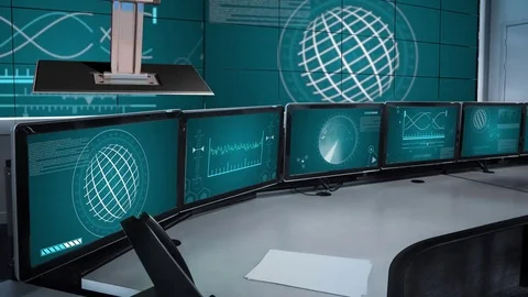 Mission Control 4K Virtual Studio Set News / Green Screen Background Stock Footage 79450084