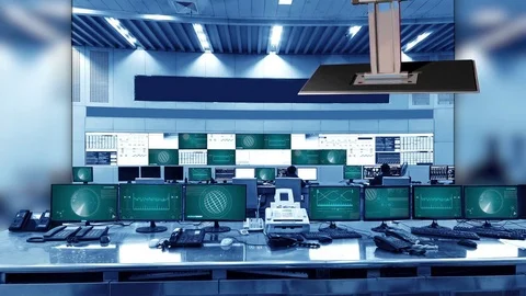 Mission Control 4K Virtual Studio Set News / Green Screen Background Stock Footage 79450085