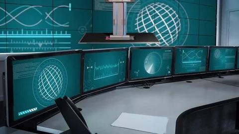 Mission Control 4K Virtual Studio Set News / Green Screen Background Stock Footage 79450089