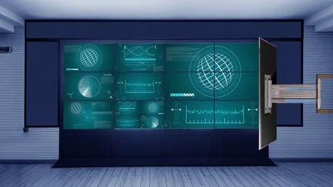 Mission Control 4K Virtual Studio Set News / Green Screen Background Stock Footage 79450091