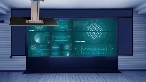 Mission Control 4K Virtual Studio Set News / Green Screen Background Stock Footage 79450094