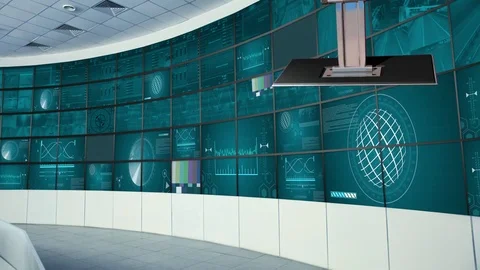 Mission Control 4K Virtual Studio Set News / Green Screen Background Stock Footage 79450104