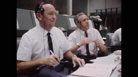 Mission Control during Project Gemini spaceship launch Stock Footage 263418559