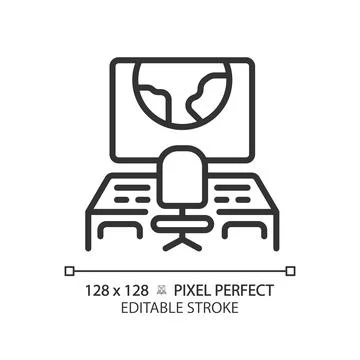 Mission control pixel perfect linear icon Stock-Illustration