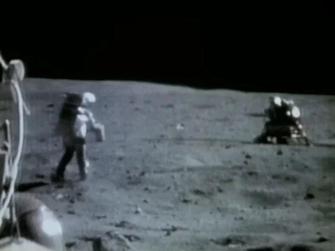 Mission Control scientists eat in a cafeteria after an astronaut returns to a Video stock 79458657