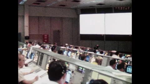 Mission Control staff during Apollo 11 launch Stock Footage 274336022