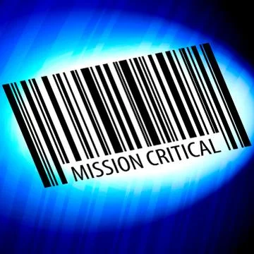 Mission Critical - barcode with blue Background Stock Illustration