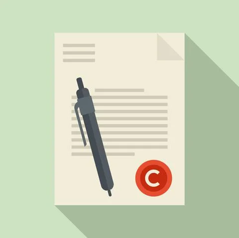 Mission document icon, flat style Stock Illustration