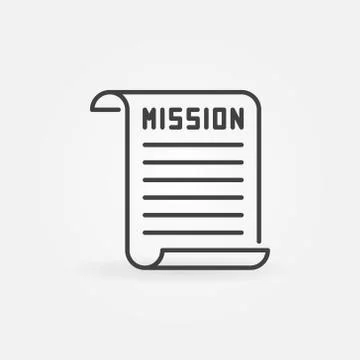 Mission document vector outline icon or sign Stock Illustration