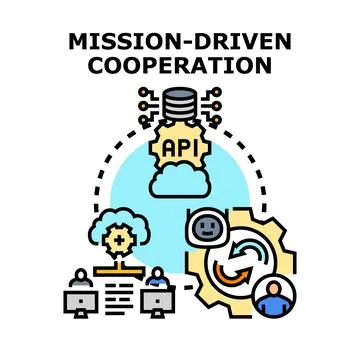 Mission driven cooperation in technology and business development Stock Illustration